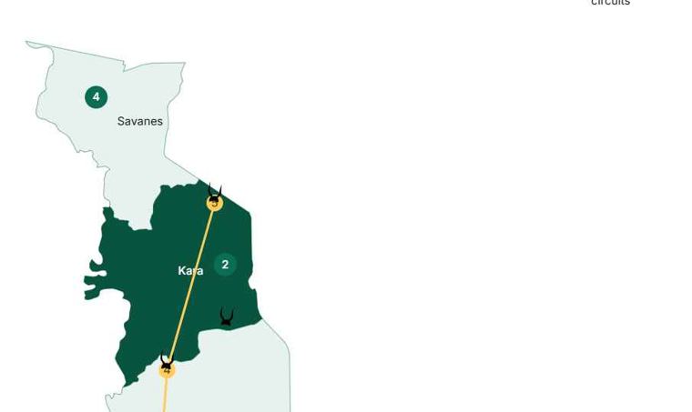 Circuit Le grand nord tracé sur la carte
